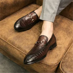 British men's shoes wet shoes crocodile pattern business casual shoes men breathable one foot lazy shoes