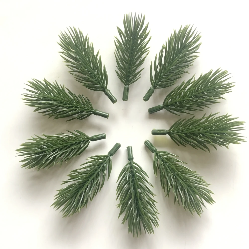 50 Stück Kunststoffpflanzen, künstliche künstliche Tannenzweige, Weihnachtsbaum, Hochzeit, Party, Dekorationen, DIY, Handwerk, Zubehör, Geschenkbox – Detail 4
