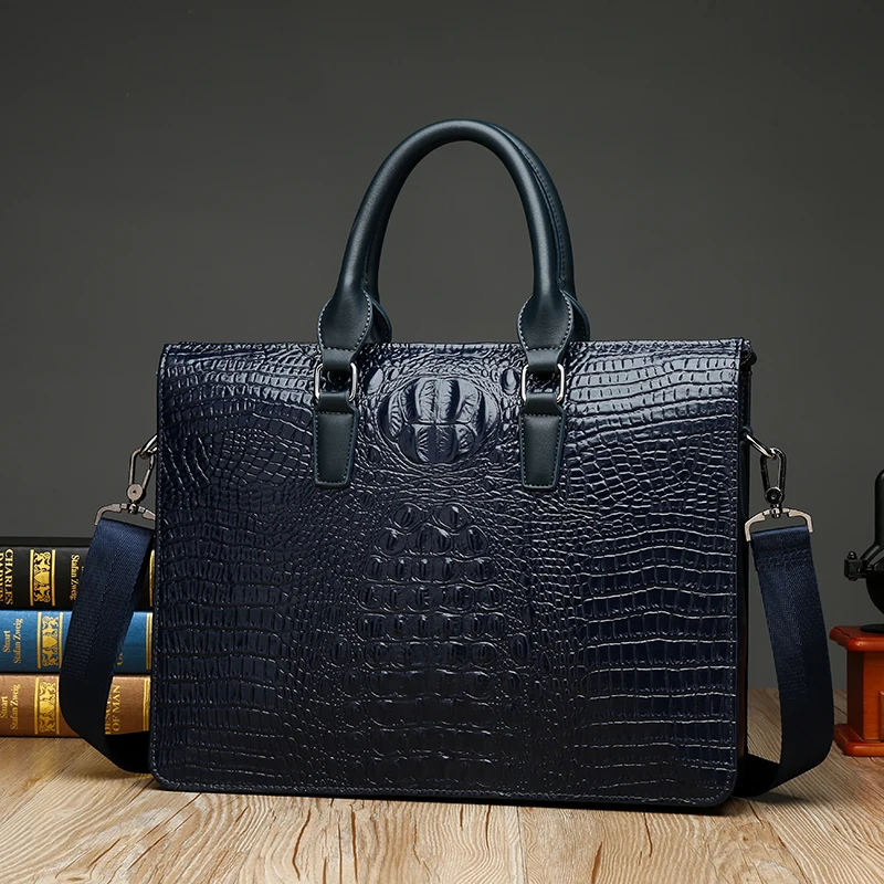 Alligator Pattern Fashion Briefcase Bag for Men Bag Man Business Shoulder Bags for A4 Documents PU Leather Man Handbags