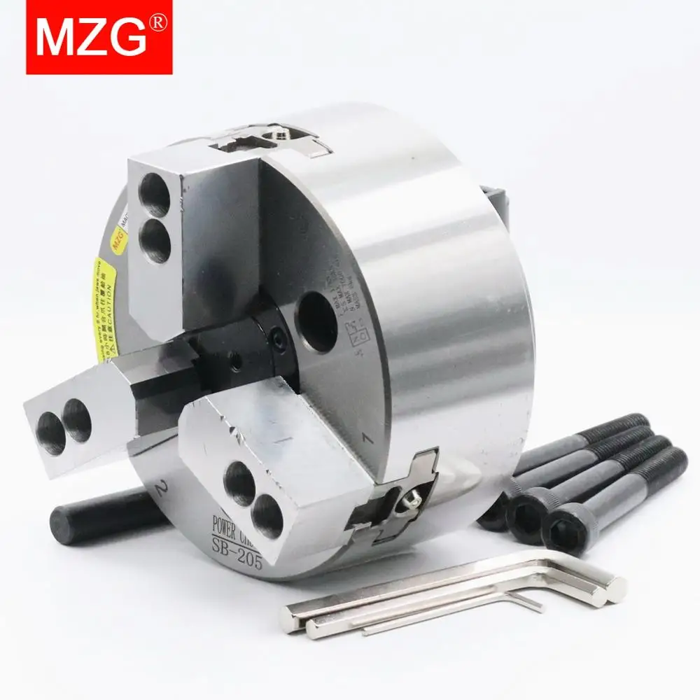 MZG SB  206 208  4 5 6 8  inch 3 Jaw Hollow Power Chuck for CNC Lathe Boring Cutting Tool Holder Hole Machining