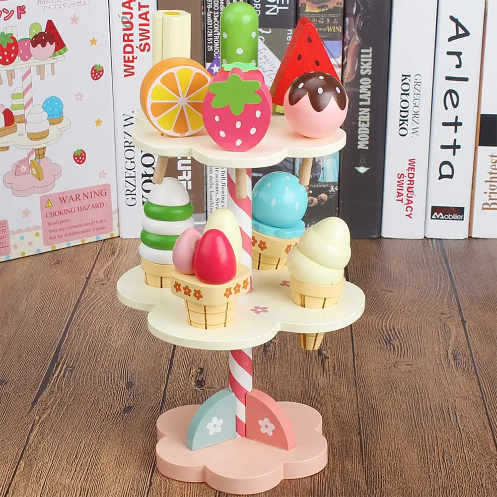 Wooden Simulation Mini Ice Cream Candy House Play Educational Toys Kitchen Toys For Children Pretend Play Game