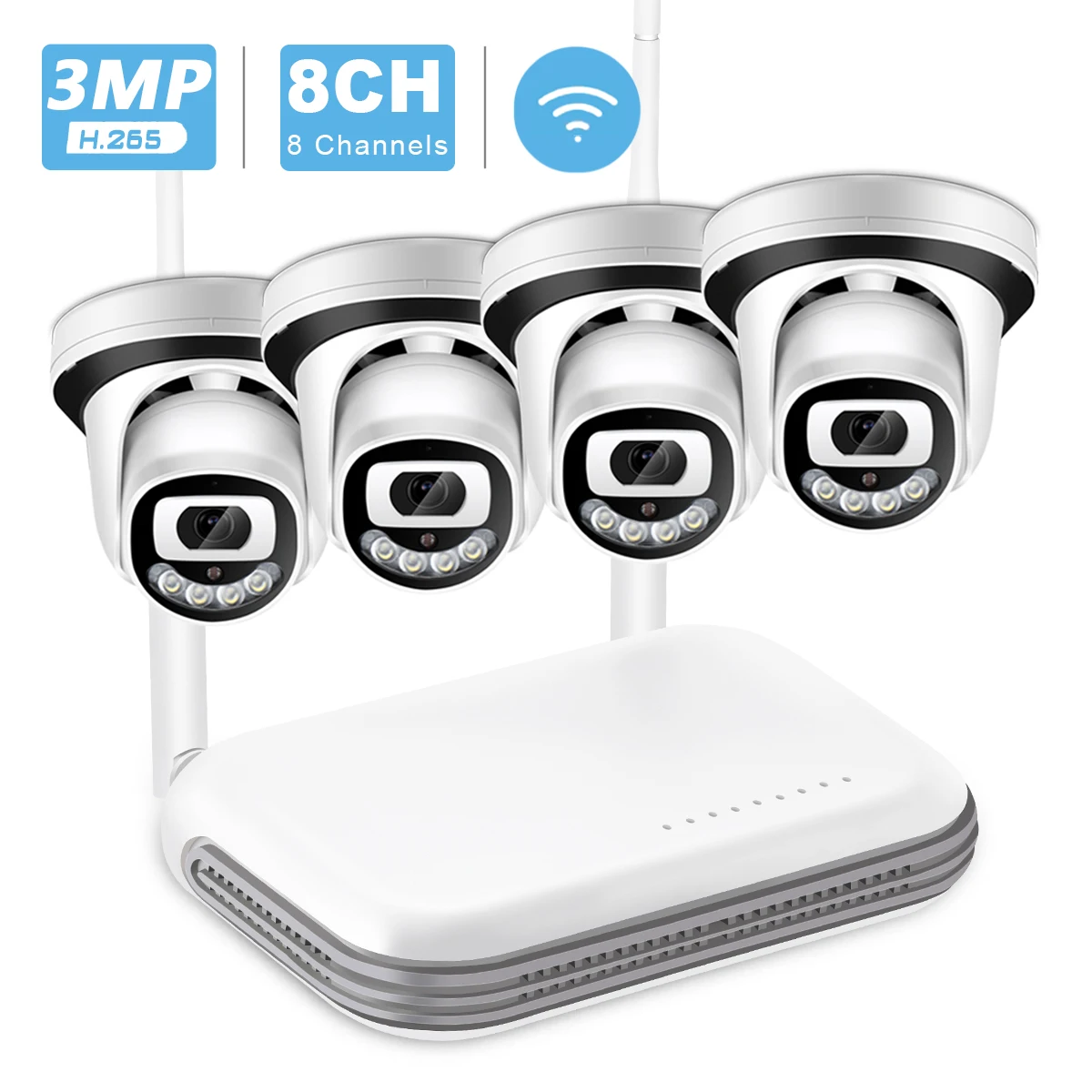 

BESDER 3MP HD Audio WiFi Camera 8CH Mini NVR CCTV Security Kit IR Night Vision Face Detection Wireless Video Surveillance System