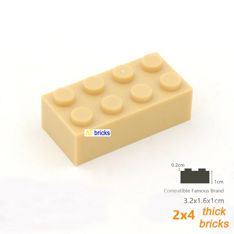 60pcs DIY Building Blocks Thick Figures Bricks 2x4 Dots Educational Creative Size Compatible With 3001 Plastic Toys for Children