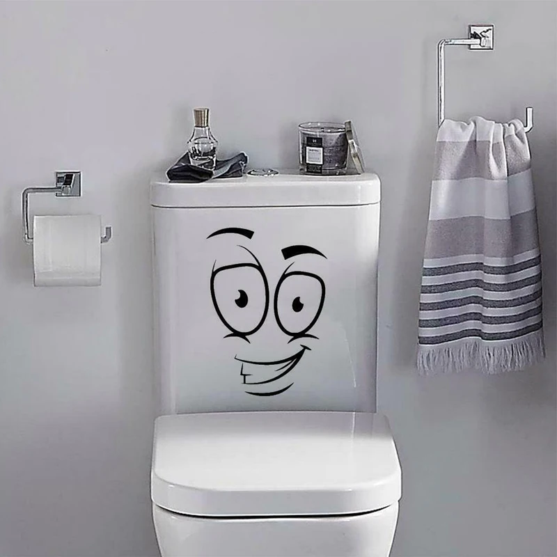 

Toilet Funny Sticker HAPPY SMILEY Vinyl Decal Bathroom Wall Door Seat Window Home Decor Wall Stickers