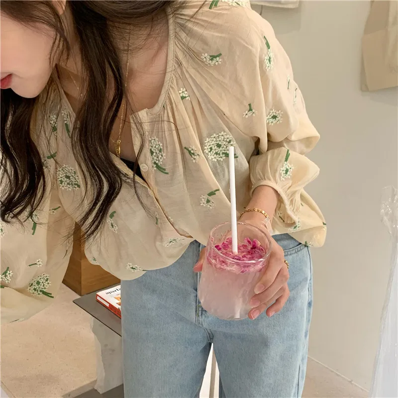 New Spring Vintage Print Shirt Female Oversize Tops Women Long Sleeve Girls Blouse Summer New Women Blouses Femme Blusas