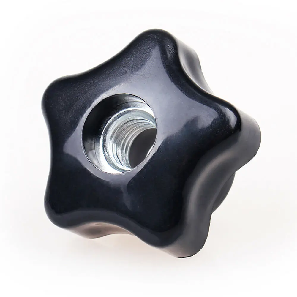 2Pcs M8 Plum Bakelite Hand Tighten Nuts Handle Star Mechanical Black Thumb Nut 39OD