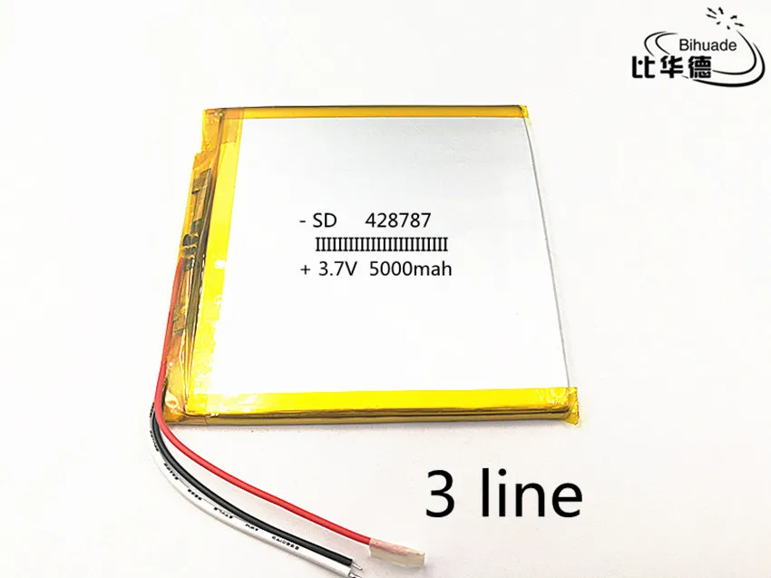 

3 line 10pcs/lot 3.7v lithium polymer rechargeable battery 428787 5000MAH For PDA 7 inch 8 inch 9inch