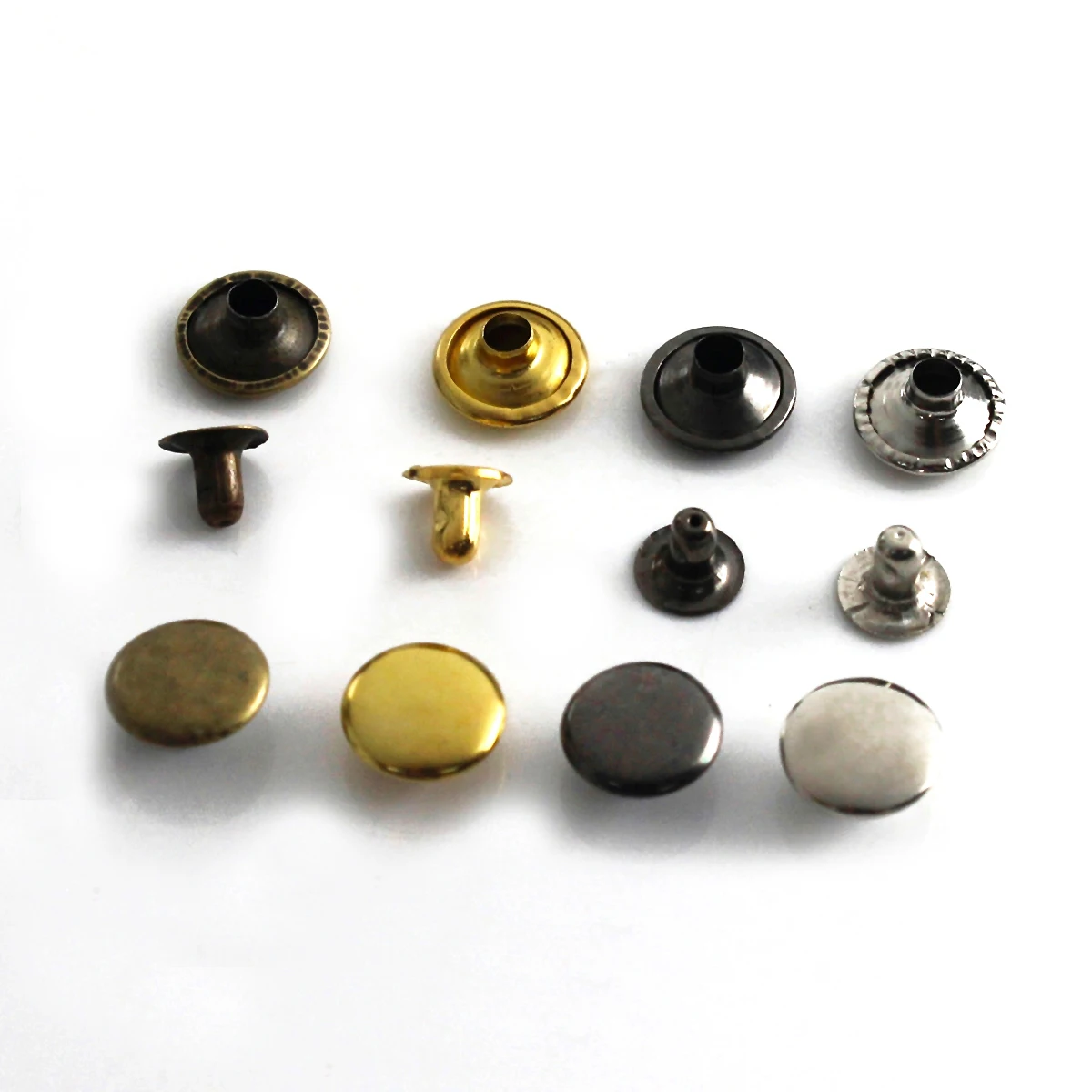 100sets Metal Single Cap Rivets Studs 12mm~15mm Round Rivet for DIY Leather Craft Bag Belt Garments Hat Shoes Pet Collar Decor