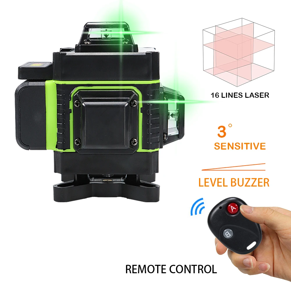 LUCHSHIY 16 Lines 4D Laser Level Level Self-Leveling 360 Horizontal And Vertical Cross Super Powerful Green Laser Level 12 Lines