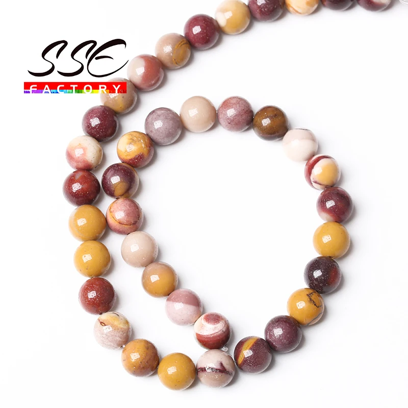 Natural Colorful Mookaite Round Loose Beads Yellow Stone Beads 4 6 8 10 12MM 15\