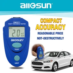 ALLOSUN EM2271 EM2271A Digital Mini Automobile Thickness Gauge Car Paint Coating Tester Meter LCD Display