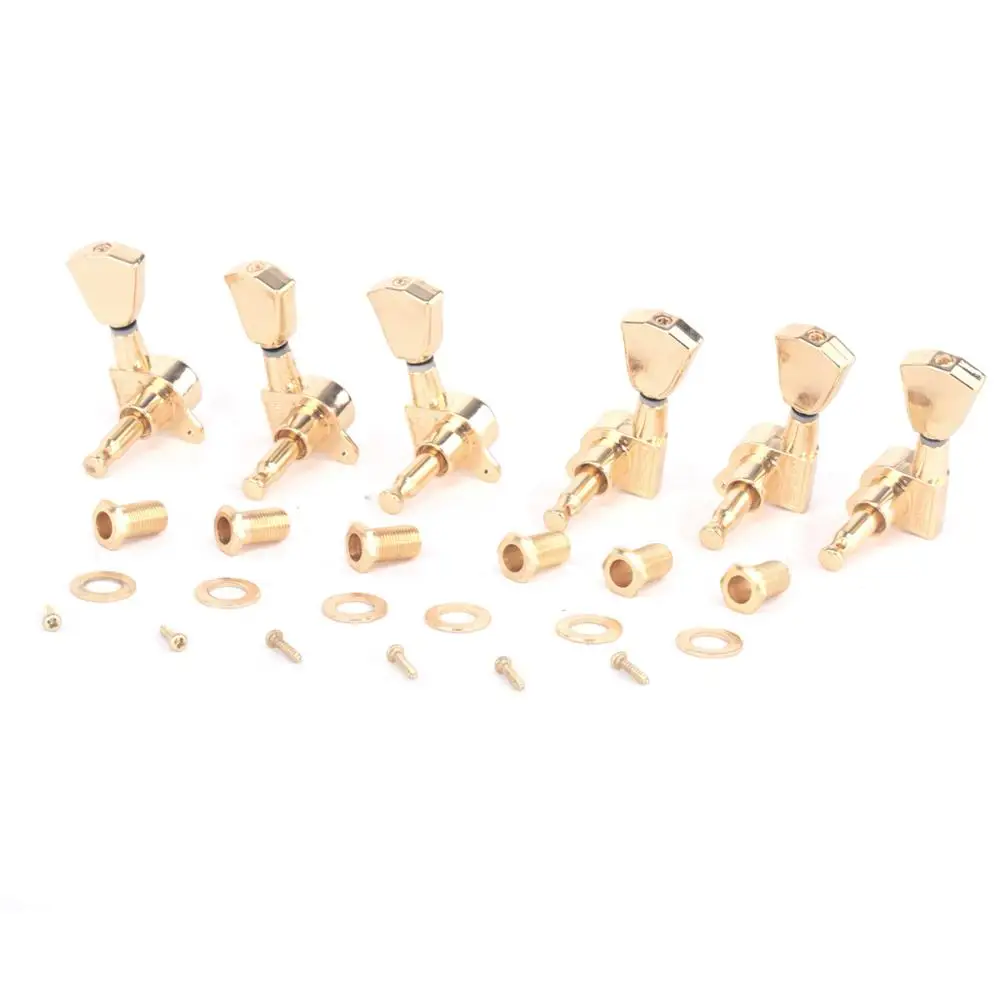 Musiclily Pro 3x3 Sealed Guitar Tuners Tuning Pegs Keys Machine Heads Set for Les Paul Style Guitar, Tulip Button Gold