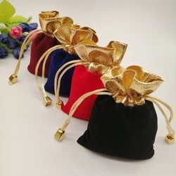 Bolsa de terciopelo de varios tamaños para mujer, bolsa de terciopelo con cordón para joyería, embalaje para exhibición de joyería, 200 Uds.