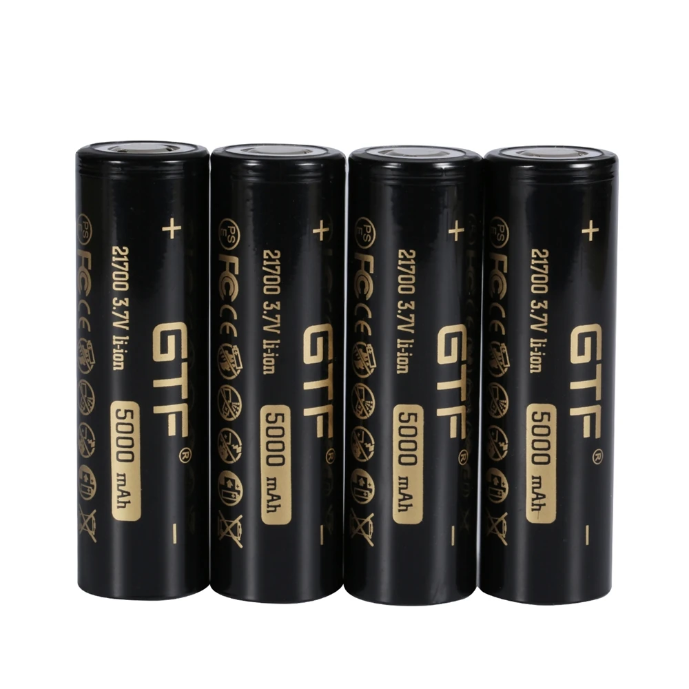 GTF 21700 5000mAh 3.7V Li-Ion Rechargeable Battery for Flashlight electronic car flat head real capacity batteries drop shipping