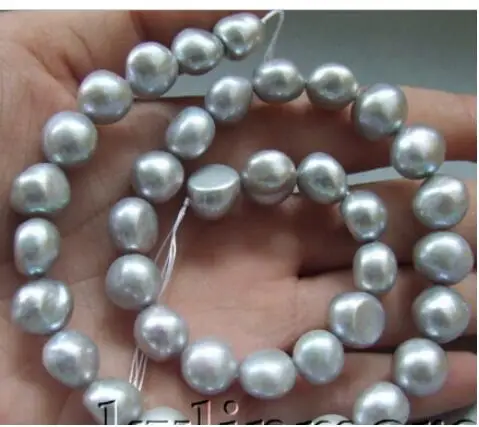 

Hot sell -@@ 1Strands 8mm-9mm gray baroque pearl stone loose beads 14" jewelry -Top quality free shipping