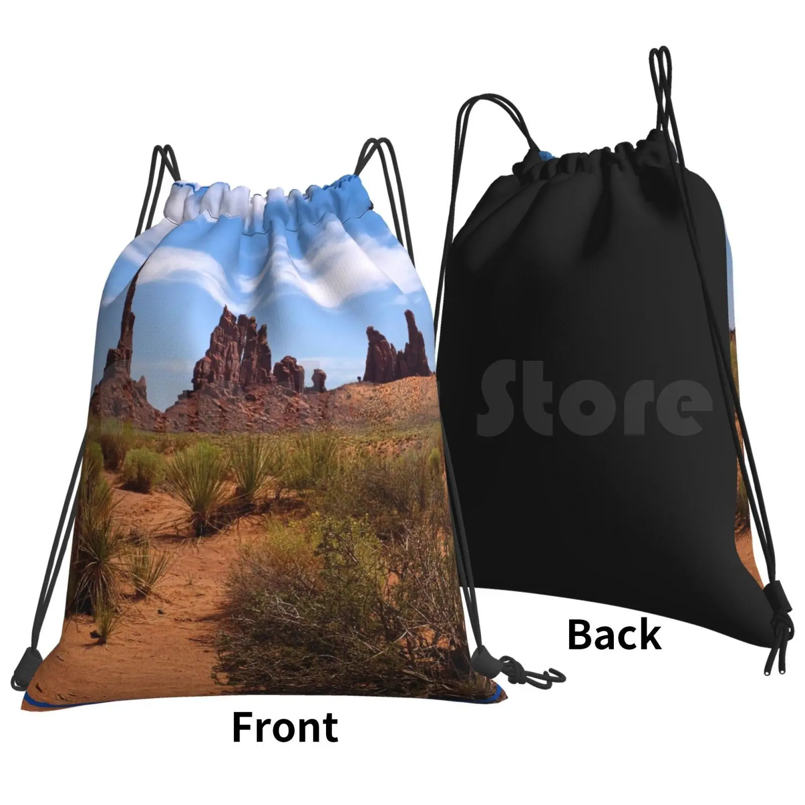 From The Earth I Arise Backpack Drawstring Bags Gym Bag Waterproof Park Monument Valley Arizona United States Travel