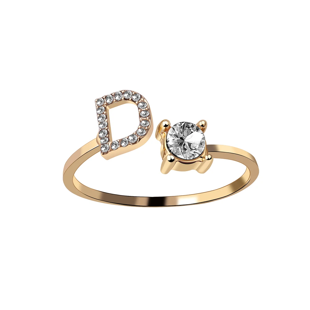 Modischer Initialen-Ring A-Z für Damen, Klassischer Gold- oder Silberfarbener Offener Fingerring für Partys, Schmuckgeschenk, Großhandel – Detail 16