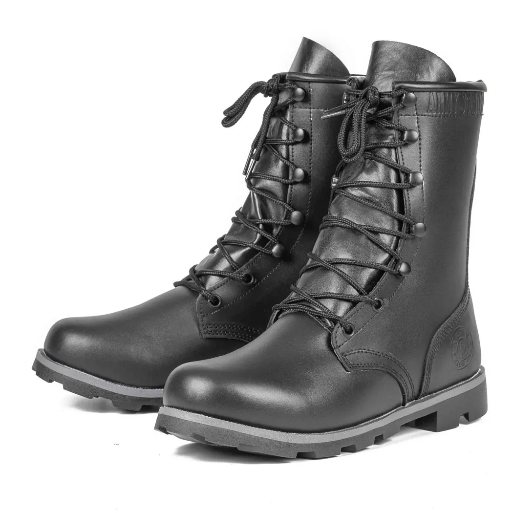 

Men's Black Leather Boots Quality Special Forces Tactical Black Full Leaher Boots U.S. Army Working Shoes Leather Snow Boots
