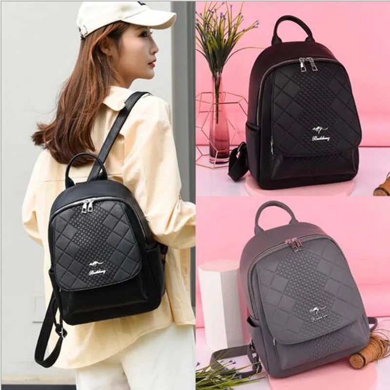 Wholesale New Korean Fashion Leather Backpack Women Casual Large Capacity Zipper Shoulder Bags Outdoor Travel Bag School Bag