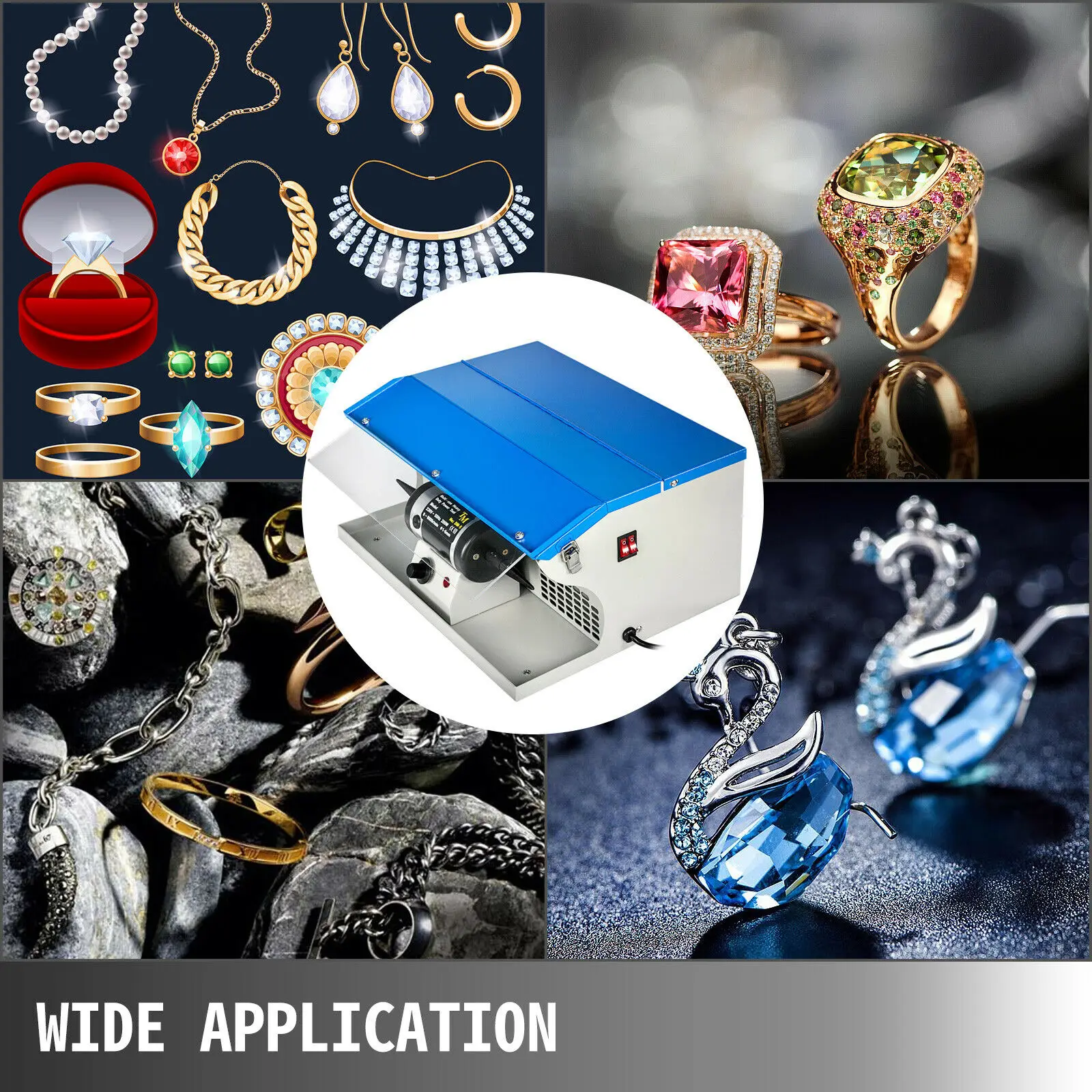 VEVOR 200W Jewelry Polishing Buffing Machine Dust Collector with Light Table Top for Jewelry Metal Manufacturing and Maintenance