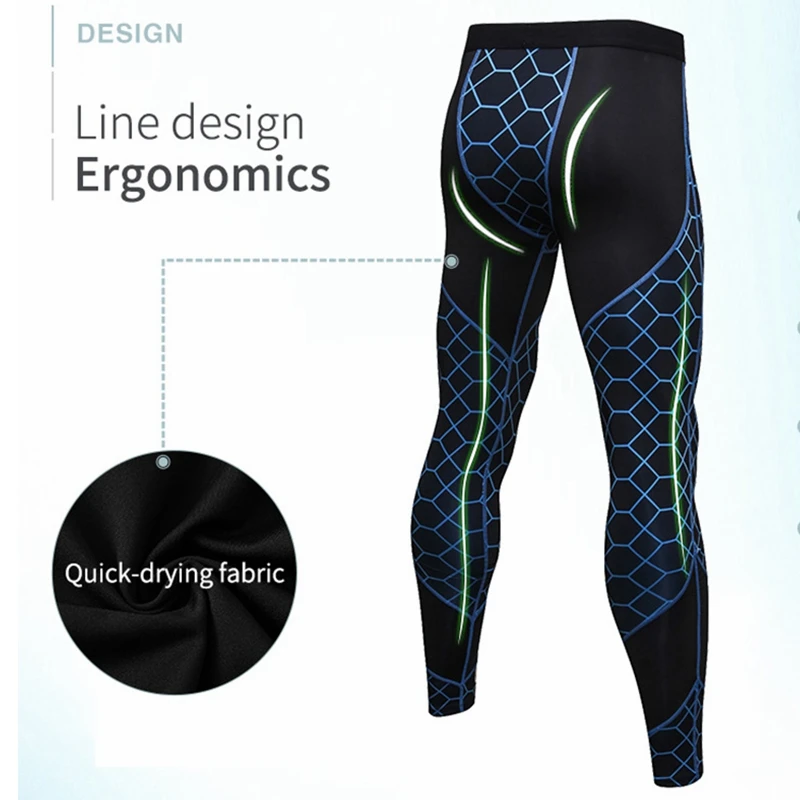 NEW Quality Men\'s Fitness Mesh Trousers Printed Splicing Quick-drying Elastic sports, strong wear resistance sport pants