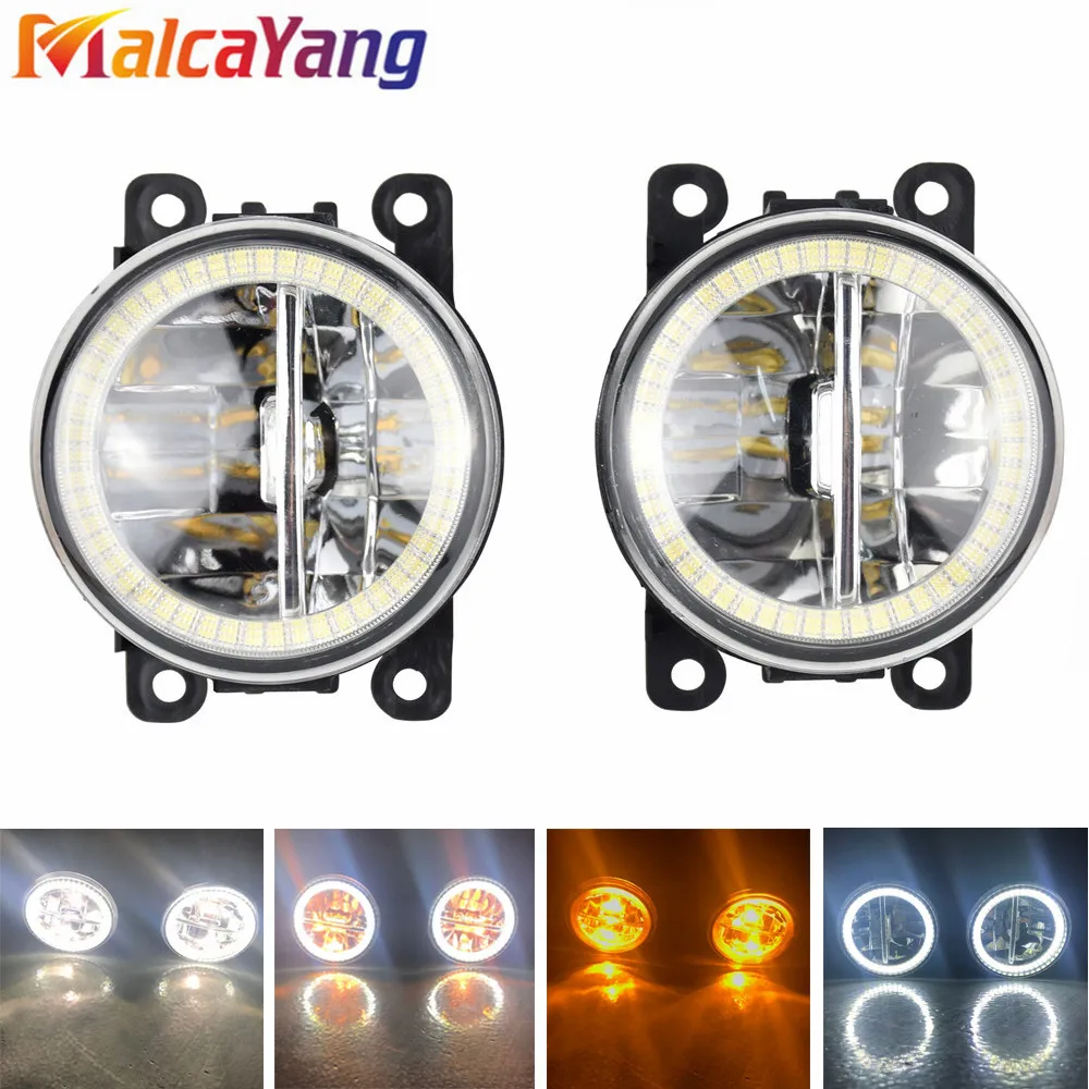 2pcs NEW Car styling Angel Eyes front bumper LED fog Lights with len For Mitsubishi Outlander 3 For Mitsubishi Triton Strada