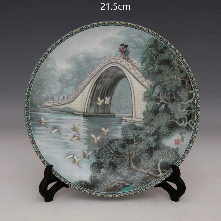 Porcelain Name: Antique Porcelain / Zhang Songmao porcelain plate / China Summer Palace [jade belt bridge]