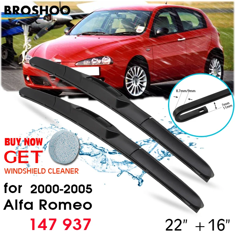 

Car Wiper Blade Front Window Windscreen Windshield Wipers Blades J hook Auto Accessories For Alfa Romeo 147 937 22"+16"2000-2005