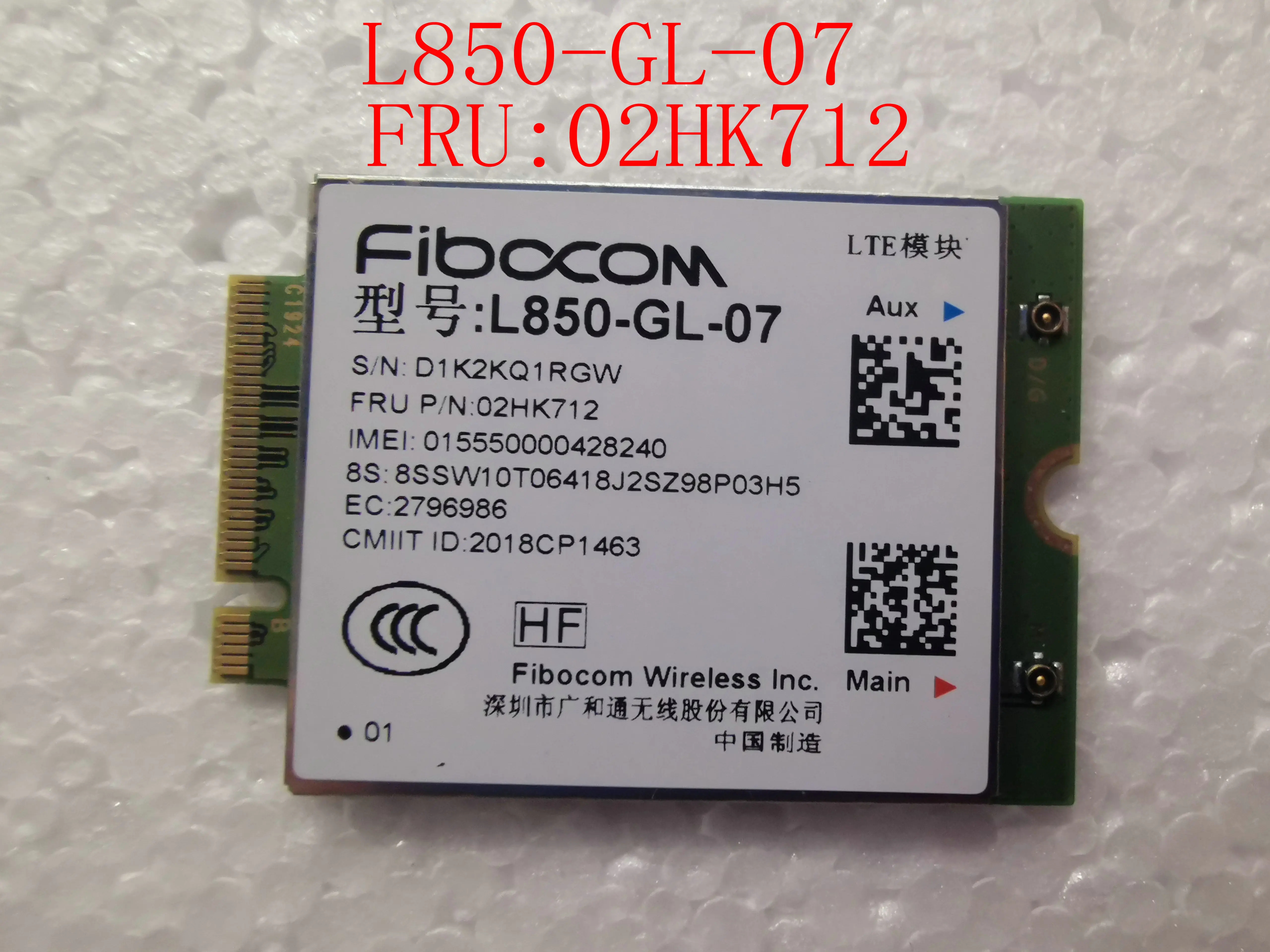 4G LTE Wireless Fibocom L850-GL-07 M.2 Card For Lenovo Thinkpad T490 T490s T14 T14s L14 L15 L590 X390 X13 T495s P53 02HK712