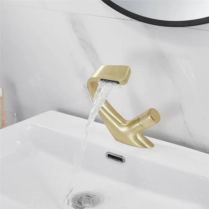 

Basin Faucet Bathroom Sink Faucet Brush Gold Single Handle Hole Faucet Basin Taps Grifo Lavabo Wash Hot and Cold Mixer Tap Crane