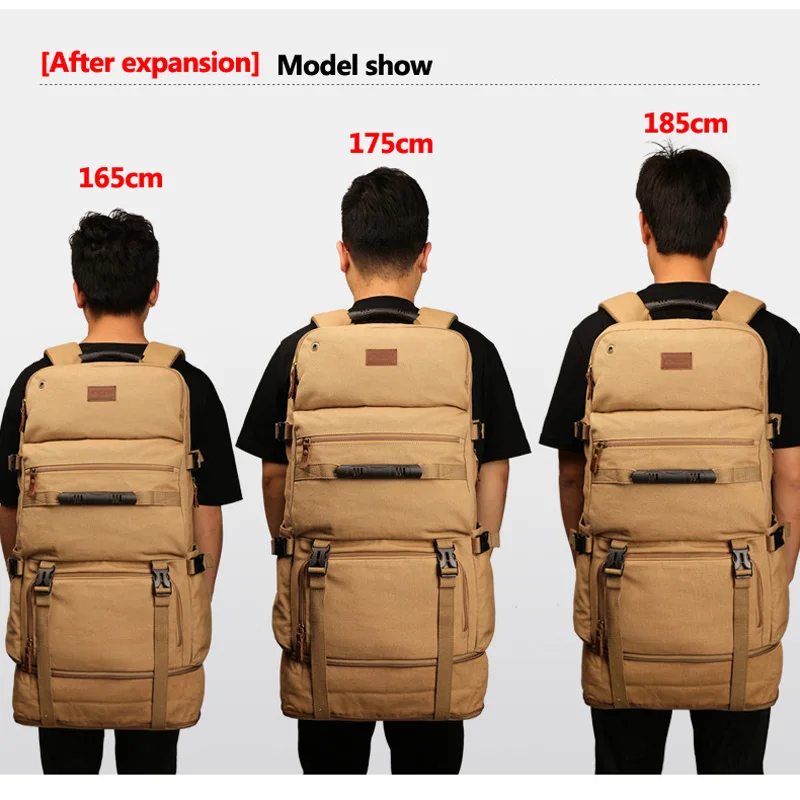 Canvas Backpack For Men Large Capacity Tactical Backpacks Women 50L 80L Hand Hiking Camping Hunting Bags Softback Rucksack X75C