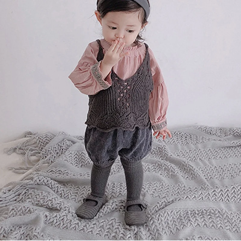 0-5T Autumn Winter Baby Girls Corduroy  Thicken Warm Loose Elastic Pants Shorts Solid Color Mid Waist Wild