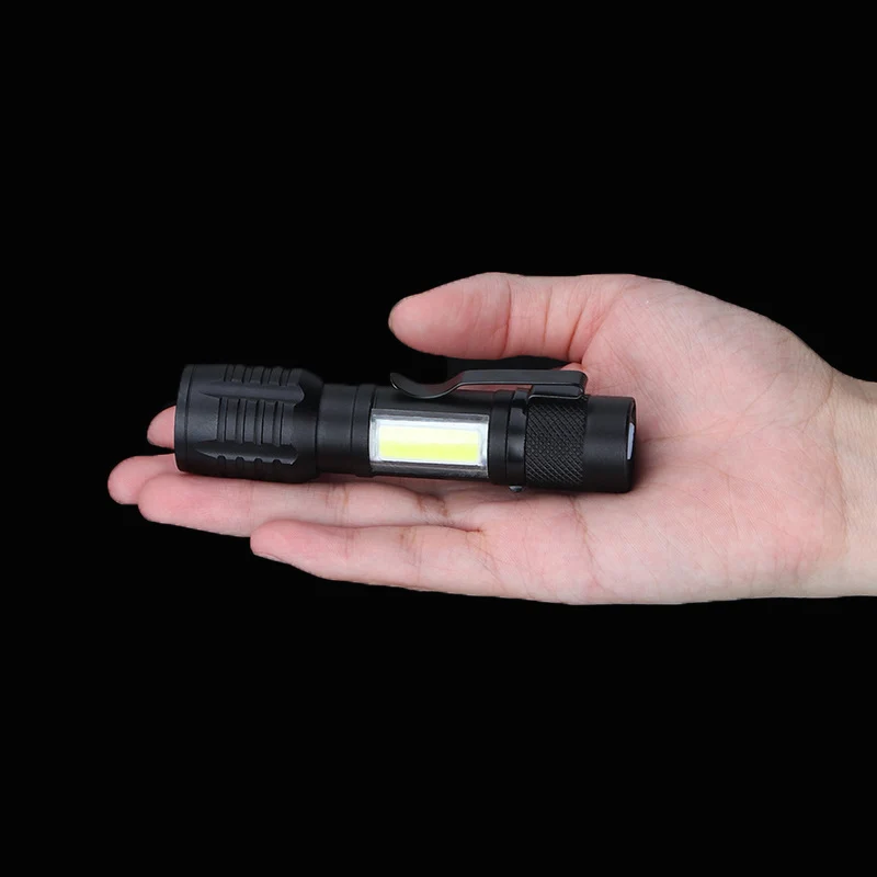 Mini COB Strong Light Flashlight USB Rechargeable Led Mini Pen Holder Emergency Lamp Multi-function Zoom Long-Range Lighting