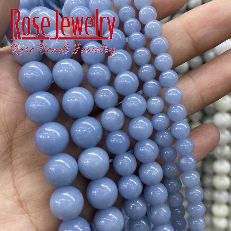 AAAAA quality Natural Angelite Stone Beads Round Loose Beads 6 8 10MM 15