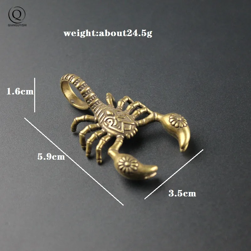 Handmade Solid Copper Scorpion Keychain Brass Key Chains Pendants Vintage Creative Personality Keyring Mascot Key Holder Jewelry