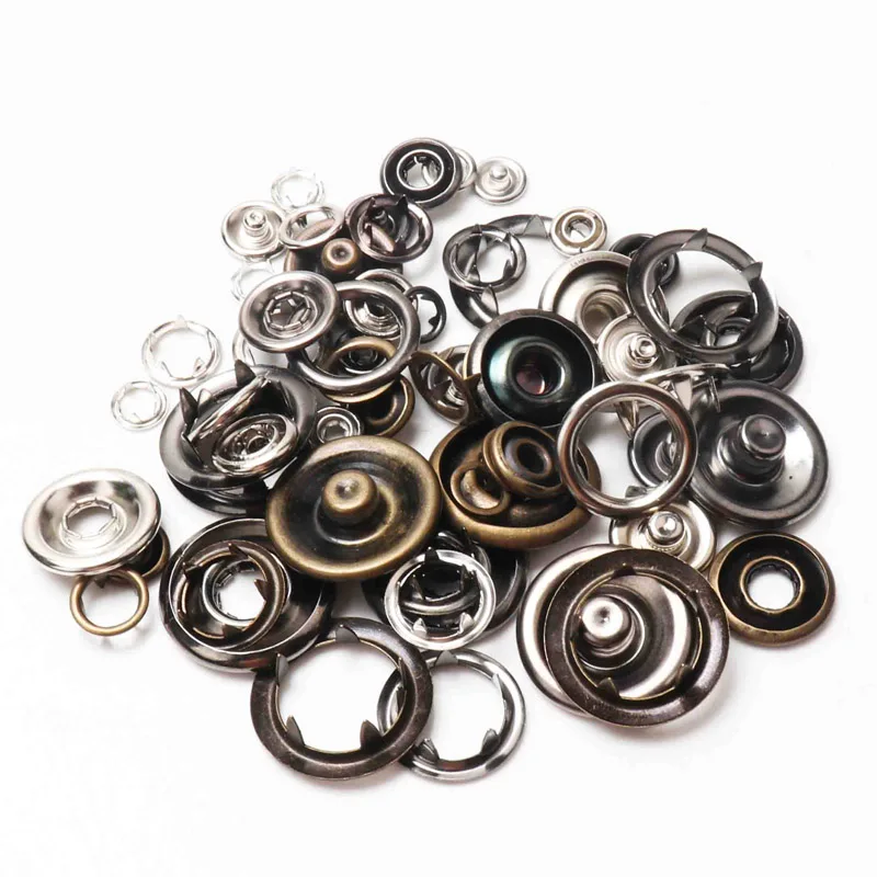 Metal Prong Snap Buttons Fasteners Press Studs Baby Romper Buckle Snap 30sets(4pcs 1set) 7.5/9.5/11mm