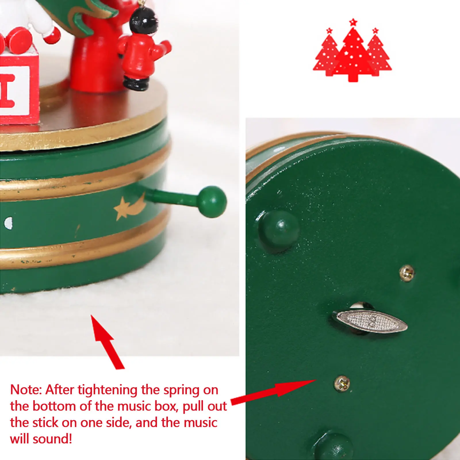 Christmas Tree Music Box Wind Up Rotating Wooden Musical Box for Kids Friends New Year Child Ornaments Girls Gifts