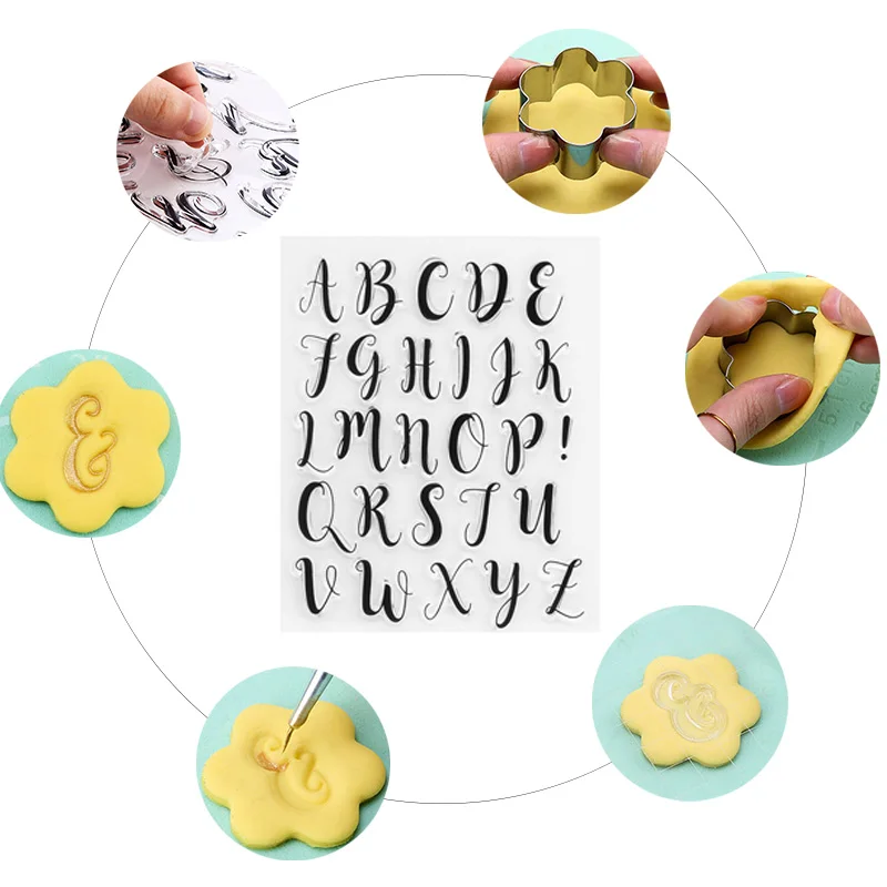 DIY Fondant Embossing Sweet Stamp Letters Cake Decorating Tools Cutter Cookie Silicone Mold Alphabet  Pastry Accessories Shape