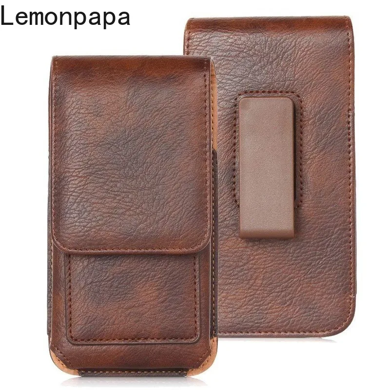 Luxury Leather Universal Phone Case for IPhone Samsung Huawei Xiaomi Mens Waist Bag Belt Clip Bag for 3.5-6.3 Phone Pouch