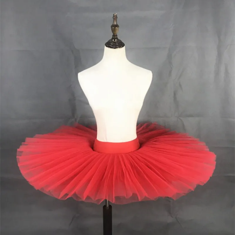 Professional บัลเล่ต์ Tutus ผู้ใหญ่เด็กแข็งแพนเค้กครึ่งบัลเล่ต์ Tutu หญิงปฏิบัติ Tutu กระโปรงเด็กสีขาว Platter Tutu 6ชั้น