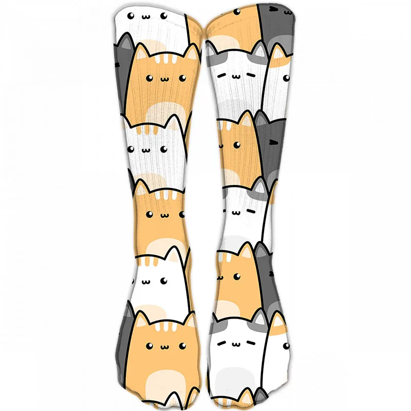 High Quality Fashion Cute Socks Creative Harajuku Kawaii Happy Man Socks Cartoon Animal Cat Dog Print Funny Socks calcetines