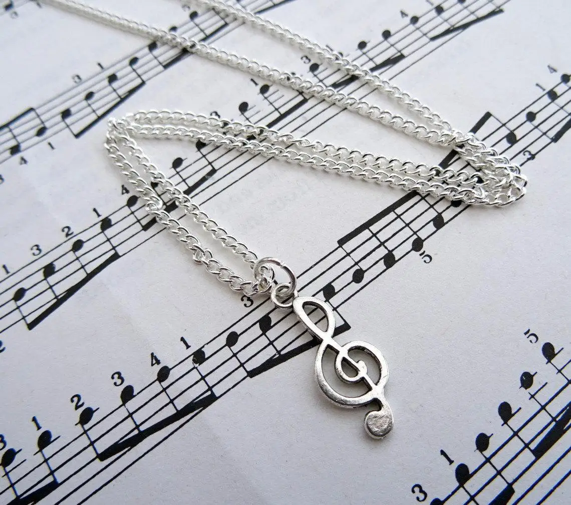 Treble Clef Necklace,music Note Charm,Singer Musician Jewellery