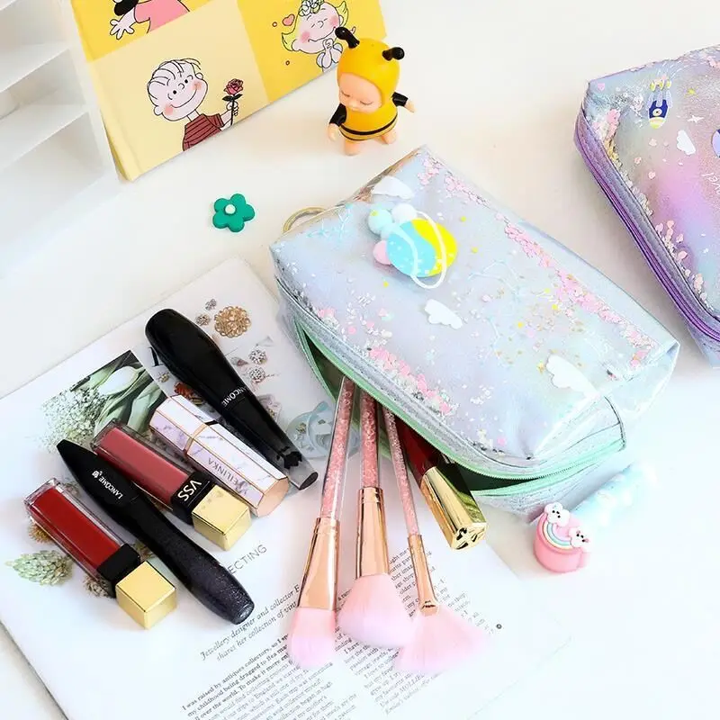 Planet laser cute pen case School pencil case big Stationery bag for girls Cosmetic bag student Storage bag kawaii pen bag gifts