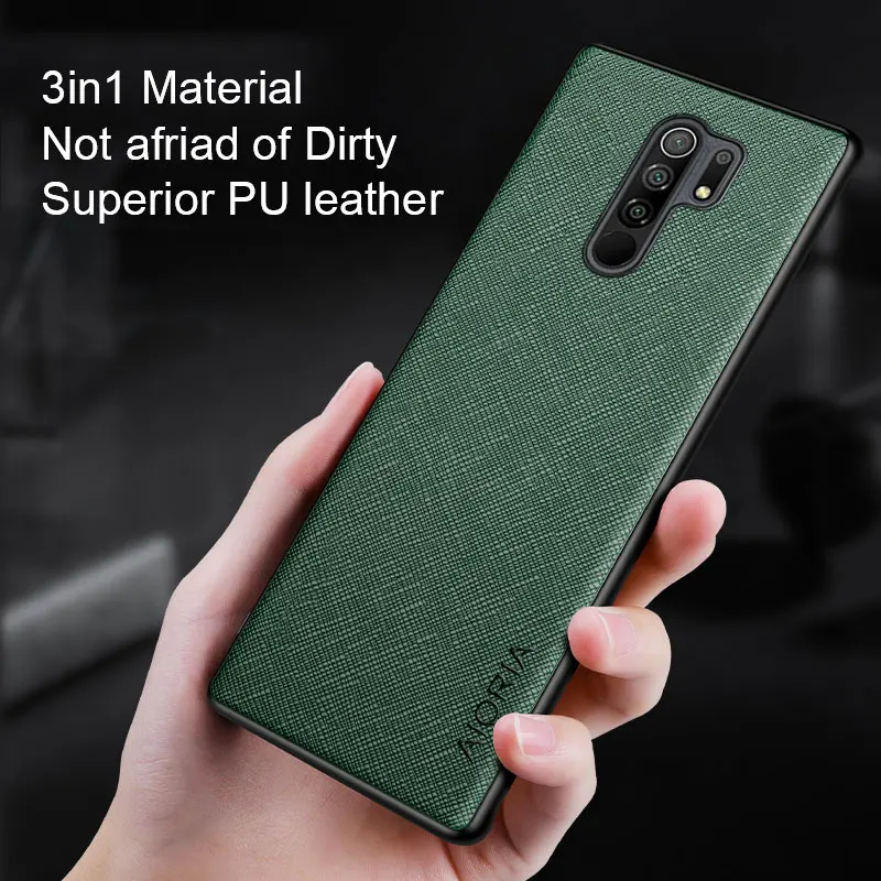 Luxury leather phone case for Xiaomi Redmi 9 9A 9T 9C NFC funda with cross pattern