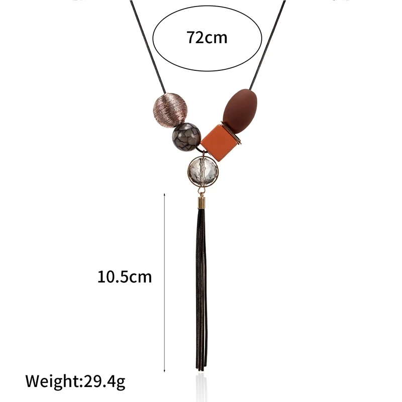 Match-Right Geometric Statement Long Necklace & Pendant for Women Wood Beads Tassel Sweater Necklaces 2020 New Fashion Jewelry