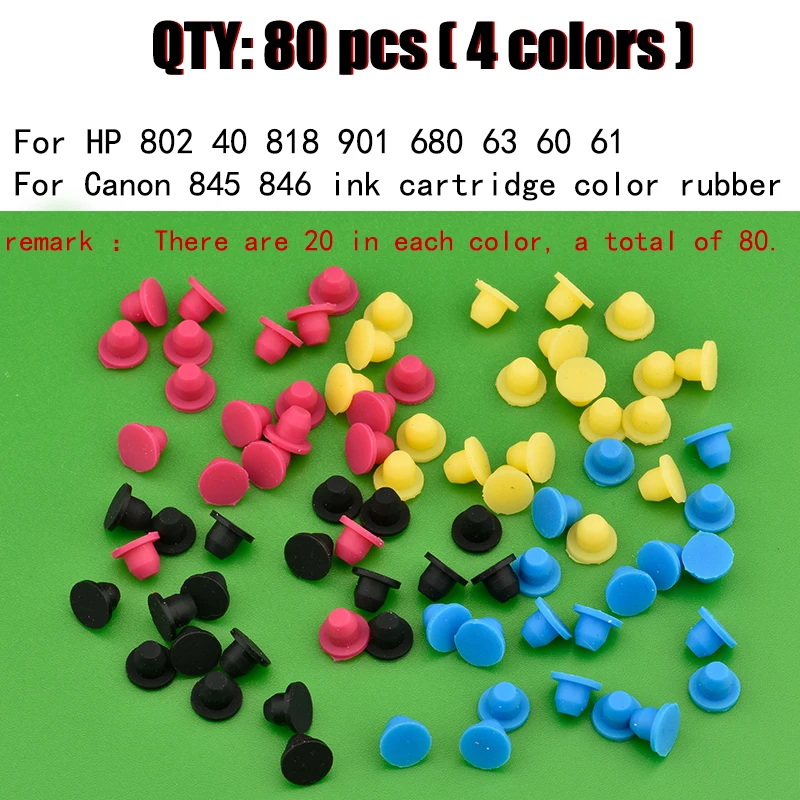 ink cartridge color rubber seal silicone plug use for ink cartridge part for canon 845 846 for HP 802 40 818 901 680 63 60 61