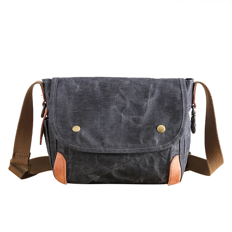 Imagem -06 - Bolsa Crossbody de Lona Encerada para Homens Bolsa Retrô Pequena Vintage