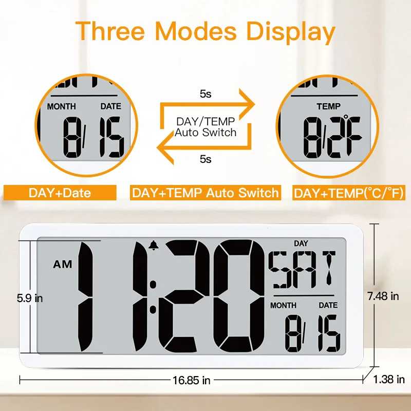 TXL Large Digital Jumbo wall clock modern design home vintage wall clock digital smart Arabic Numerals Night Light wall clock