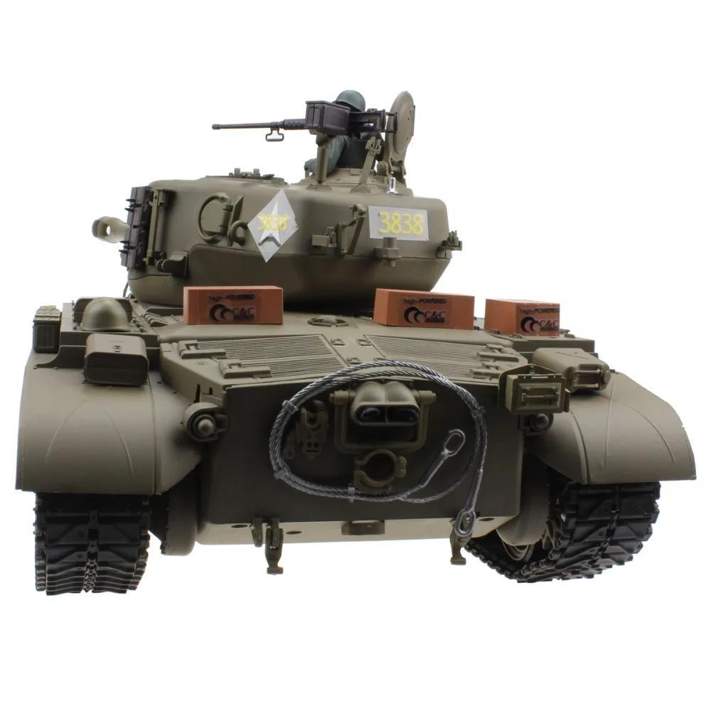 2.4G 1/16 US Snow Leopard Pershing M26 Radio Control Tank Shooting Smoking Sounding Effect World War II Tank RC Model Gift Toy