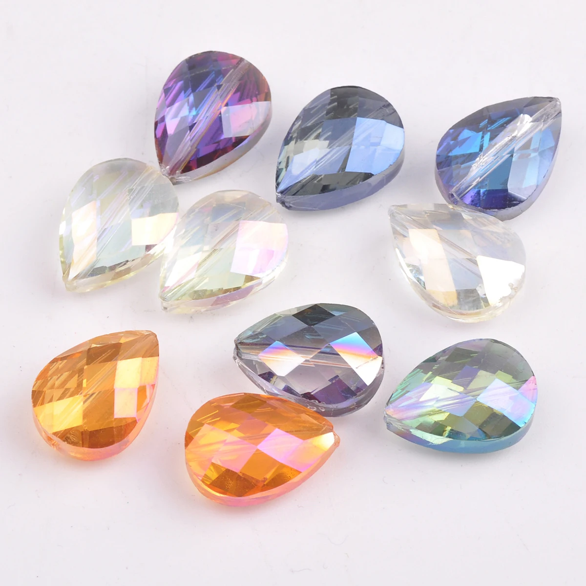 5pcs Teardrop Faceted Crystal Glass 18x13mm 24x17mm Loose Beads for Jewelry Making DIY Crafts